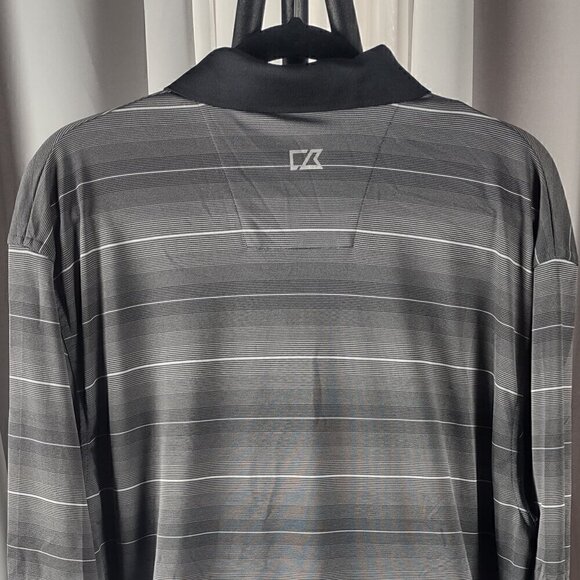 Cutter & Buck Dark Gray Light Gray White Polyester DryTec Polo Golf Shirt Sz XXL - Picture 4 of 12